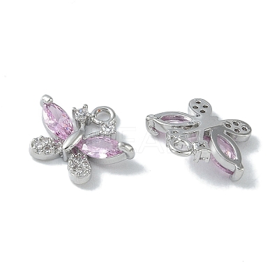 Brass Micro Pave Clear Cubic Zirconia Charms KK-H482-09P-03-1