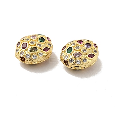 Oval Brass Micro Pave Cubic Zirconia Beads KK-G419-16G-1