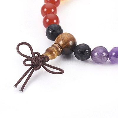 Natural Mixed Stone and Resin Stretch Bracelets BJEW-JB03907-01-1
