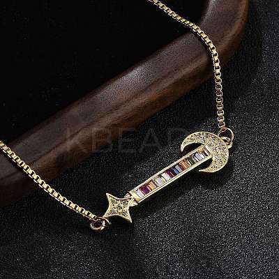 Brass Micro Pave Cubic Zirconia Slider Bracelets BJEW-S163-01A-G-1