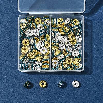 120Pcs 2 Colors Brass Rhinestone Spacer Beads RB-FS0001-05B-1
