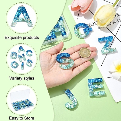 26Pcs 26 Styles Transparent Epoxy Resin Pendants CRES-YW0002-28K-1