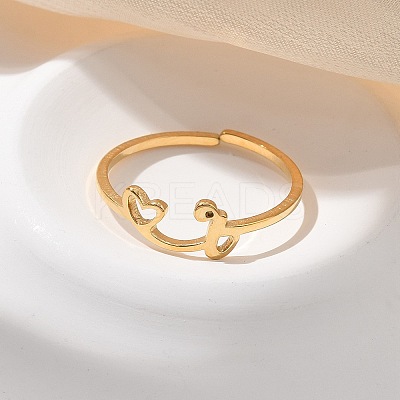 304 Stainless Steel Cuff Rings for Women RJEW-D285-01G-R-1