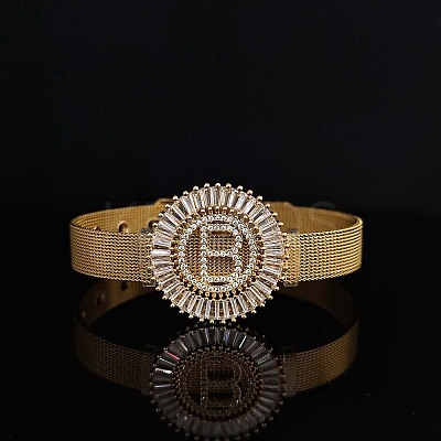 Brass Micro Pave Clear Cubic Zirconia Bangles for Women FS-WGA7409-02-1