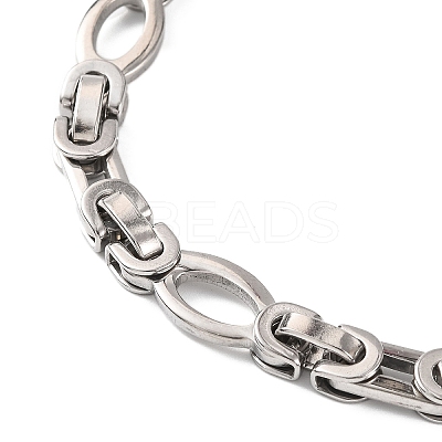 Tarnish Resistant 201 Stainless Steel Hollow Oval Byzantine Chain Bracelets BJEW-B078-102P-1