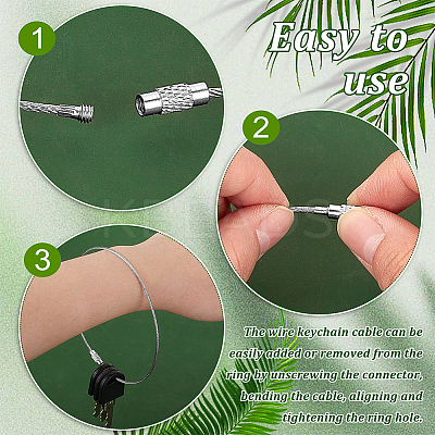 20Pcs 304 Stainless Steel Cable Wire Keychain AJEW-GA0006-85-1