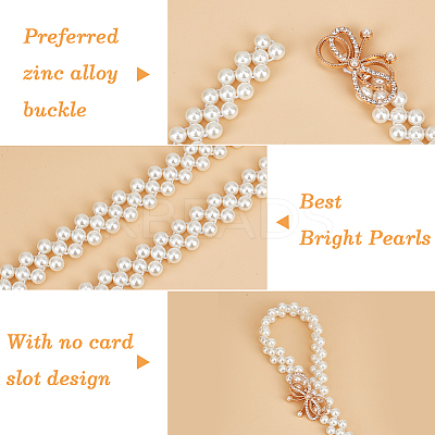 1Pc Acrylic Pearl Braided Stretch Chain Belts AJEW-CP0008-12B-1