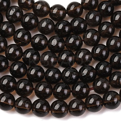 Natural Smoky Quartz Round Beads Strands G-E329-6mm-38-1