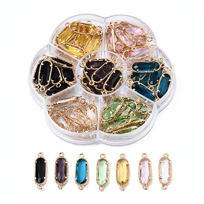 70Pcs 7 Colors K9 Glass Connector Charms GLAA-N038-17-1