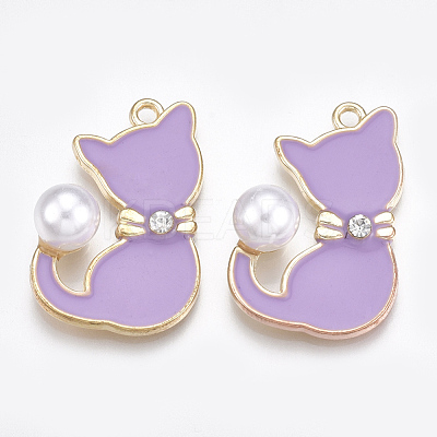 Alloy Enamel Kitten Pendants X-ENAM-S115-045A-1
