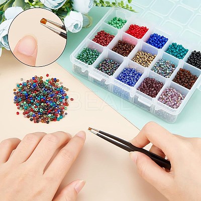 300g 15 Colors Glass Seed Beads SEED-NB0001-30-1