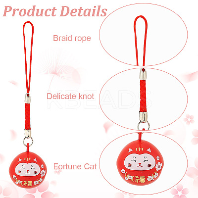 4Pcs 4 Colors Japanese Style Brass Lucky Cat Pendant Decoration HJEW-GO0001-10-1