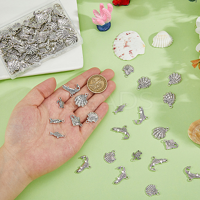93Pcs 7 Styles Tibetan Style Alloy Pendants FIND-HS0001-87-1