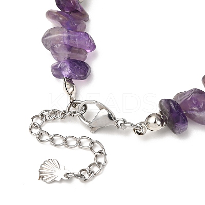 Natural Amethyst Chip Beads & Synthetic Turquoise Beaded Bracelets for Women BJEW-JB12416-01-1