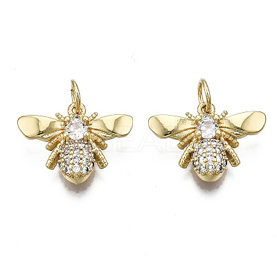 Brass Micro Pave Clear Cubic Zirconia Pendants X-KK-Q769-021-NF-1