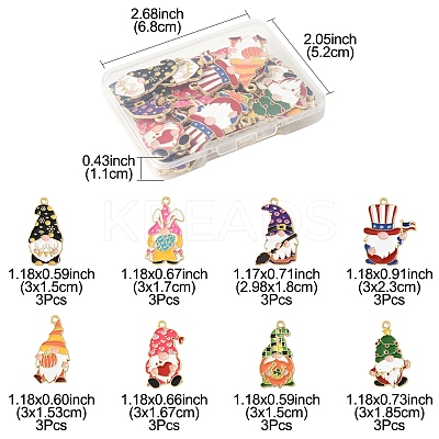 24Pcs 8 Styles Alloy Enamel Pendants ENAM-FS0002-80-1