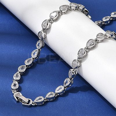 Brass Micro Pave Cubic Zirconia Geometric Tennis Necklaces NJEW-C121-02B-P-1