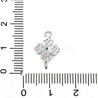 Brass Green Cubic Zirconia Clover Connector Charms KK-Q048-12P-1