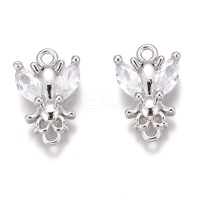 Brass Micro Pave Clear Cubic Zirconia Charms ZIRC-O035-24P-1