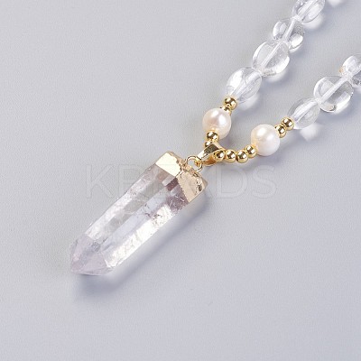 Natural Quartz Crystal Pendant Necklaces NJEW-I220-01-1