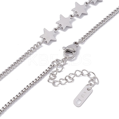 Non-Tarnish 304 Stainless Steel Heart & Star Pendant Necklace for Women NJEW-F298-12P-1
