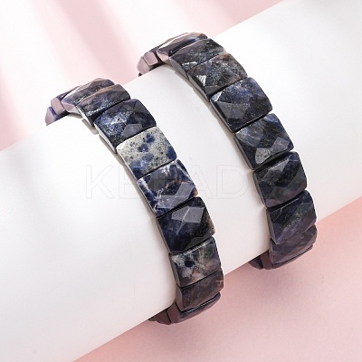 Natural Sodalite Faceted Beaded Stretch Bracelets for Women BJEW-K251-08H-1