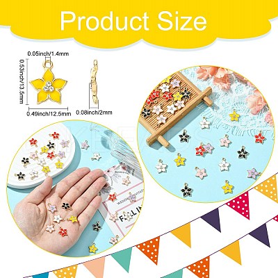 30Pcs 6 Colors Flower Alloy Enamel Pendants ENAM-CJ0006-21-1