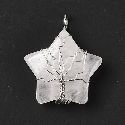Natural Quartz Crystal Pendants G-D458-04P-02-RS-1