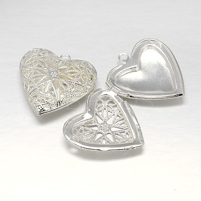 Filigree Heart Rack Plating Brass Photo Locket Pendants KK-N0096-24S-LF-1