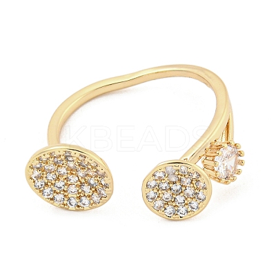 Brass Micro Pave Cubic Zirconia Cuff Rings RJEW-I103-099G-1