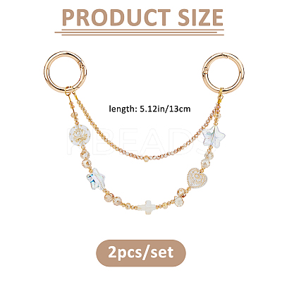 2Pcs Acrylic & Glass Beads Mobile Straps HJEW-FH00191-1