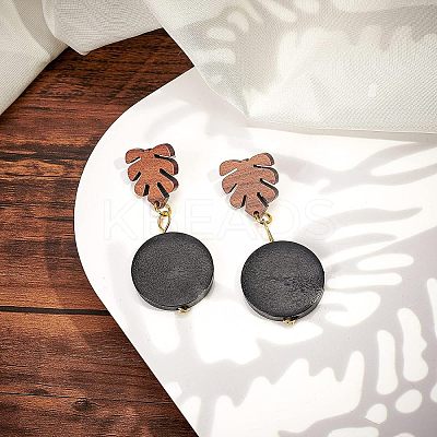 Walnut Wood Stud Earring Findings DIY-OC0005-42P-1