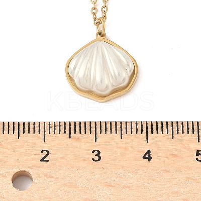 Summer 304 Stainless Steel & White Acrylic Pendant Double Layered Necklaces for Women NJEW-U044-02A-G-1