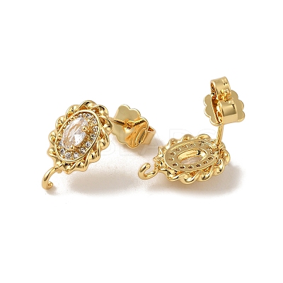 Rack Plating Brass Oval Stud Earrings Findings EJEW-H004-06G-1