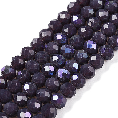 Electroplate Opaque Solid Color Glass Beads Strands EGLA-A044-P4mm-L11-1