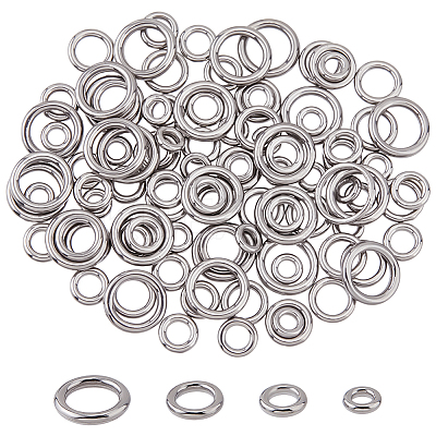 100Pcs 4 Styles 304 Stainless Steel Linking Rings STAS-DC0017-19-1