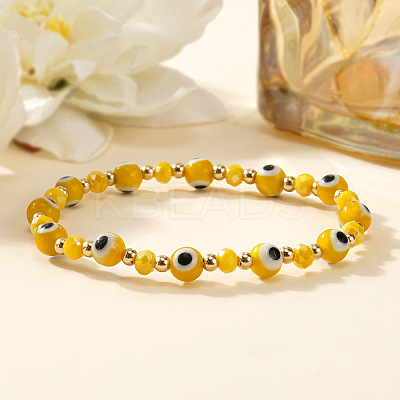 Glass Evil Eye Beaded Stretch Bracelets for Women Men VP6778-6-1