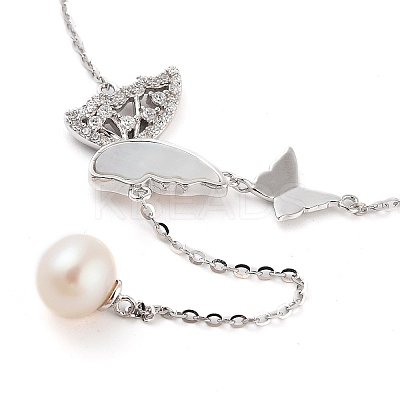 925 Sterling Silver with Shell Necklaces STER-Z009-14P-1