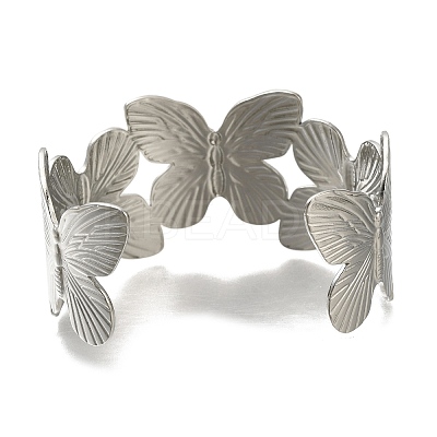 304 Stainless Steel Cuff Ring for Women RJEW-U025-02P-1