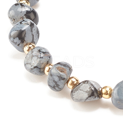Natural Snowflake Obsidian Round Beaded Stretch Bracelet BJEW-JB08197-04-1