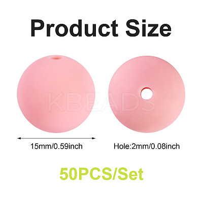 50Pcs Food Grade Eco-Friendly Silicone Beads SIL-TA0002-89E-1