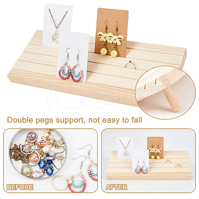 5-Slot Wood Slant Back Earring Display Stands EDIS-WH0021-36C-1