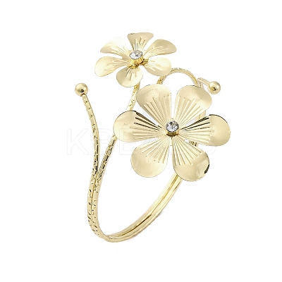 Flower Alloy Arm Cuff Bangles for Girl Women LS-AJEW-A063-01A-G-1