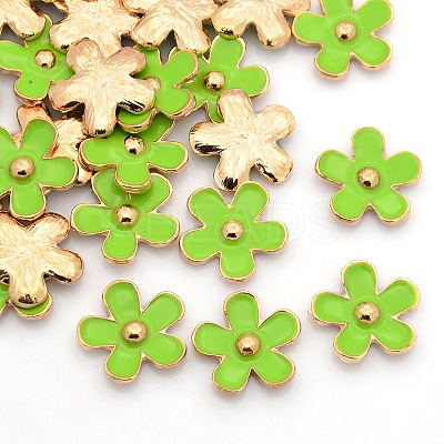 Rose Gold Plated Alloy Enamel Flower Cabochons ENAM-J451-09RG-1