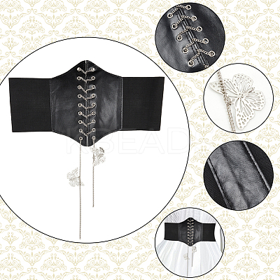 1Pc PU Leather Wide Elastic Corset Belts AJEW-WR0002-01A-1