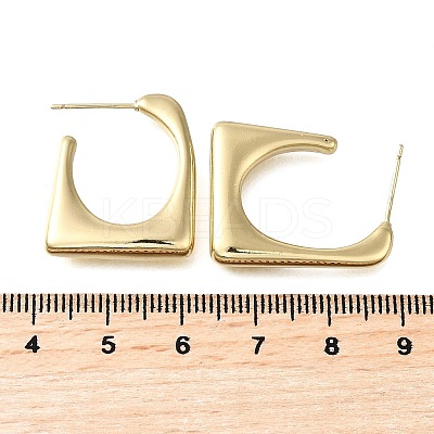 Trapezoid Brass Stud Earrings EJEW-S261-03G-1