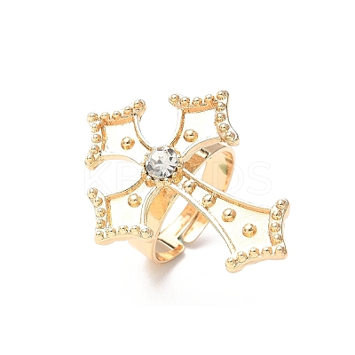 Adjustable Alloy Rhinestones Finger Rings for Women RJEW-V004-06KCG-1