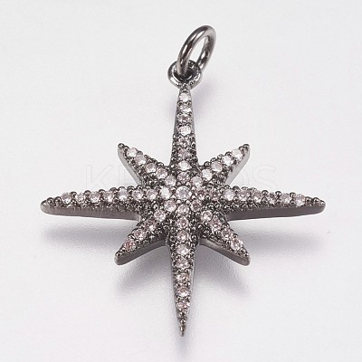Brass Micro Pave Cubic Zirconia Pendants ZIRC-E145-52B-1