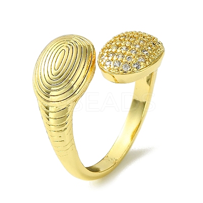 Brass Micro Pave Cubic Zirconia Open Cuff Rings RJEW-K256-22G-1