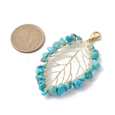 Gemstone Leaf Pendant Decorations HJEW-TA00126-1
